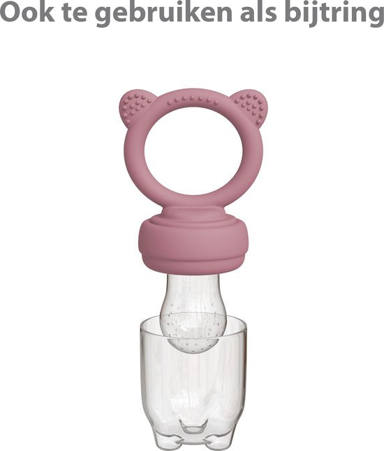 Liefjes & Co Fruitspeen & IJsblokjesvorm - Baby Speen met Bijtring - BPA-vrij Siliconen - 3 Speenmaten S/M/L - Pastelroze