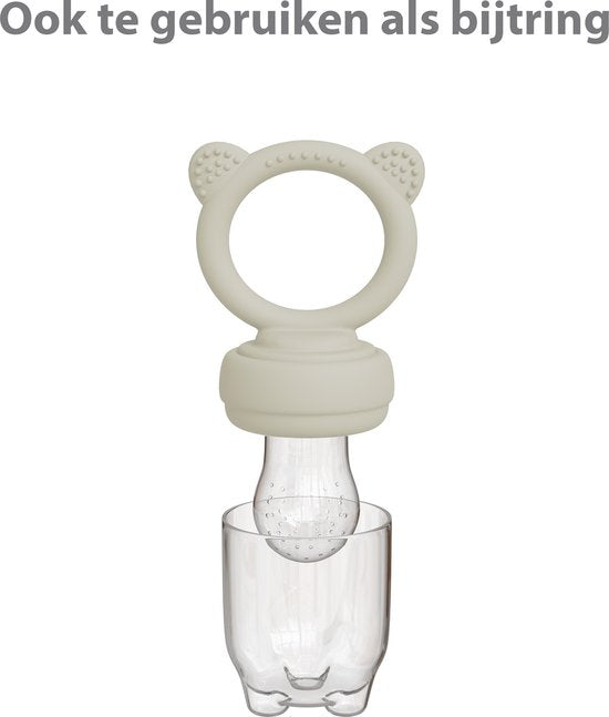 Liefjes & Co Fruitspeen & IJsblokjesvorm - Baby Speen met Bijtring - BPA-vrij Siliconen - 3 Speenmaten S/M/L - Beige