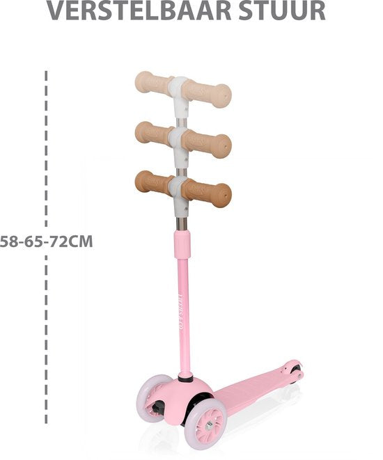 Liefjes & Co Kinderstep – Met Kinderhelm - Lichtgevende Wielen – Pastelroze