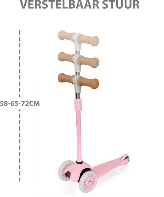 Liefjes & Co Kinderstep – 3-wielen Step - Met Lichtgevende Wielen – 2-6 jaar – Pastelroze