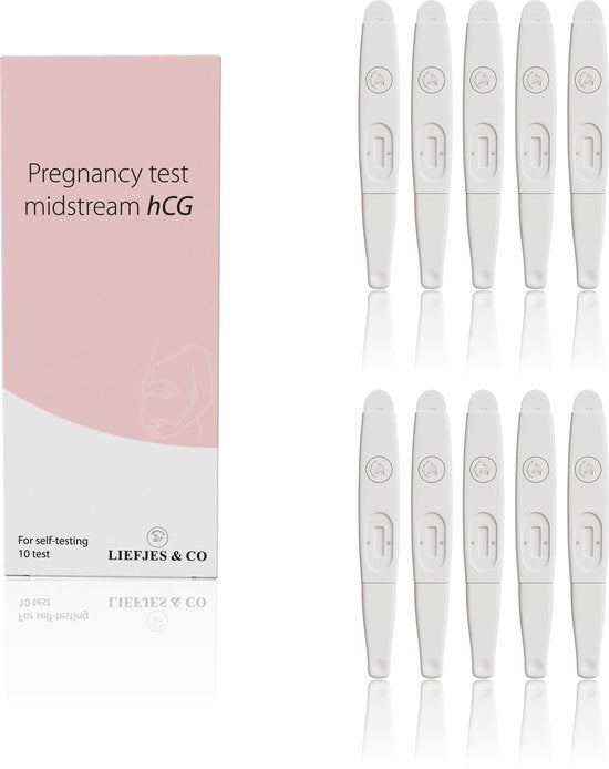 Liefjes & Co Zwangerschapstest Midstream (10 stuks) – Extra Vroege Detectie – Zeer Betrouwbaar