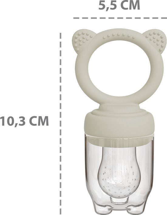 Liefjes & Co Fruitspeen & IJsblokjesvorm - Baby Speen met Bijtring - BPA-vrij Siliconen - 3 Speenmaten S/M/L - Beige
