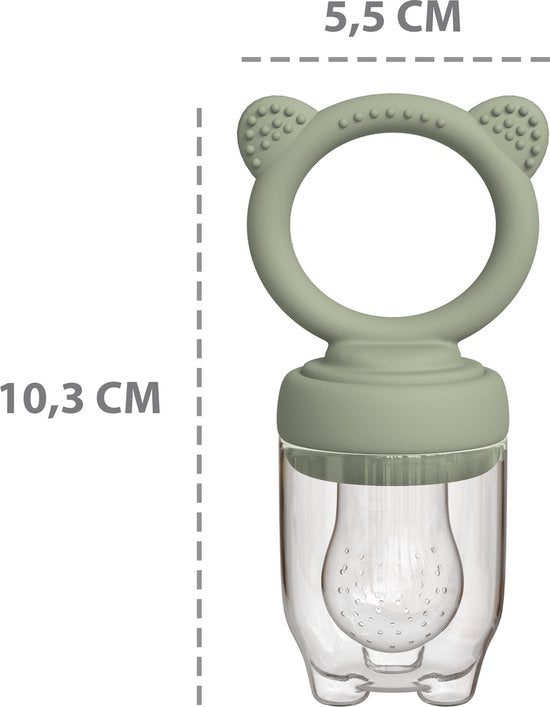 Liefjes & Co Fruitspeen & IJsblokjesvorm - Baby Speen met Bijtring - BPA-vrij Siliconen - 3 Speenmaten S/M/L - Sage Groen