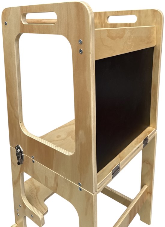 Liefjes & Co 4-in-1 Montessori Leertoren – Keukentoren, Kindertrap, Tekenbord & Speeltafel – FSC® Hout