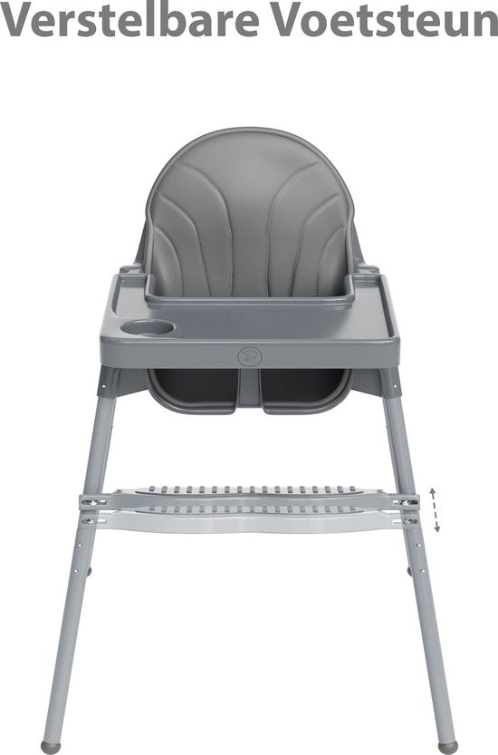 Liefjes & Co Kinderstoel - Eetstoel Baby – Inclusief Kussen – Verstelbare Baby Eetstoel – 2 in 1 & Peuterstoel – Grijs