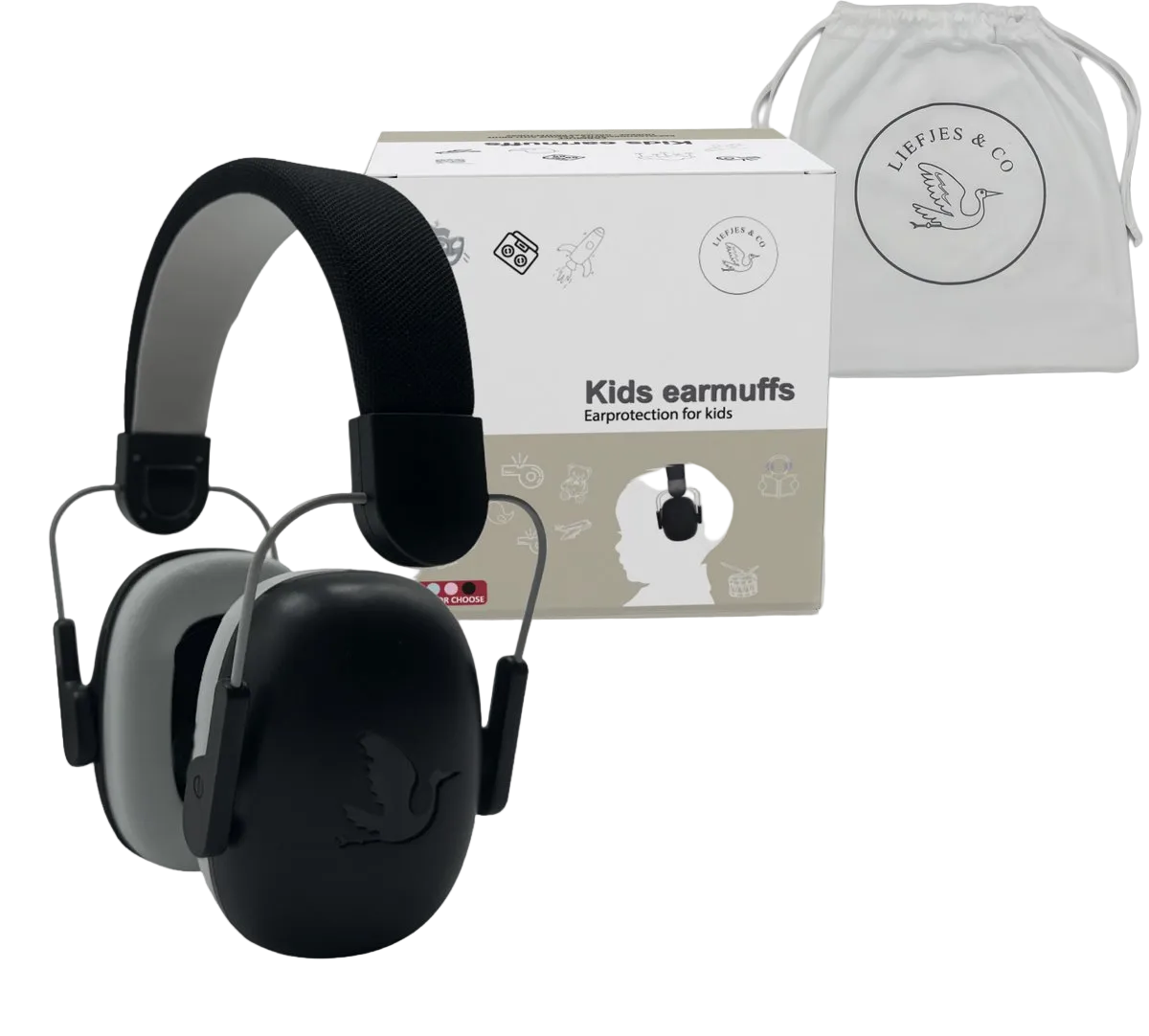 Liefjes & Co Hushy Hearing Protection for Children and Toddlers – Hearing Protectors - Earmuffs for Children Black