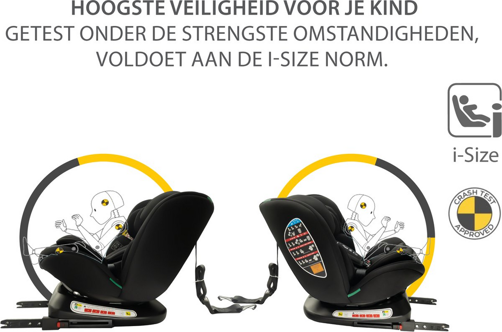 Liefjes & Co Growsafe Car Seat – i-Size 4-in-1 – 360° Rotatable – ISOFIX & Top Tether – Group 0/1/2/3 (40–150 cm)