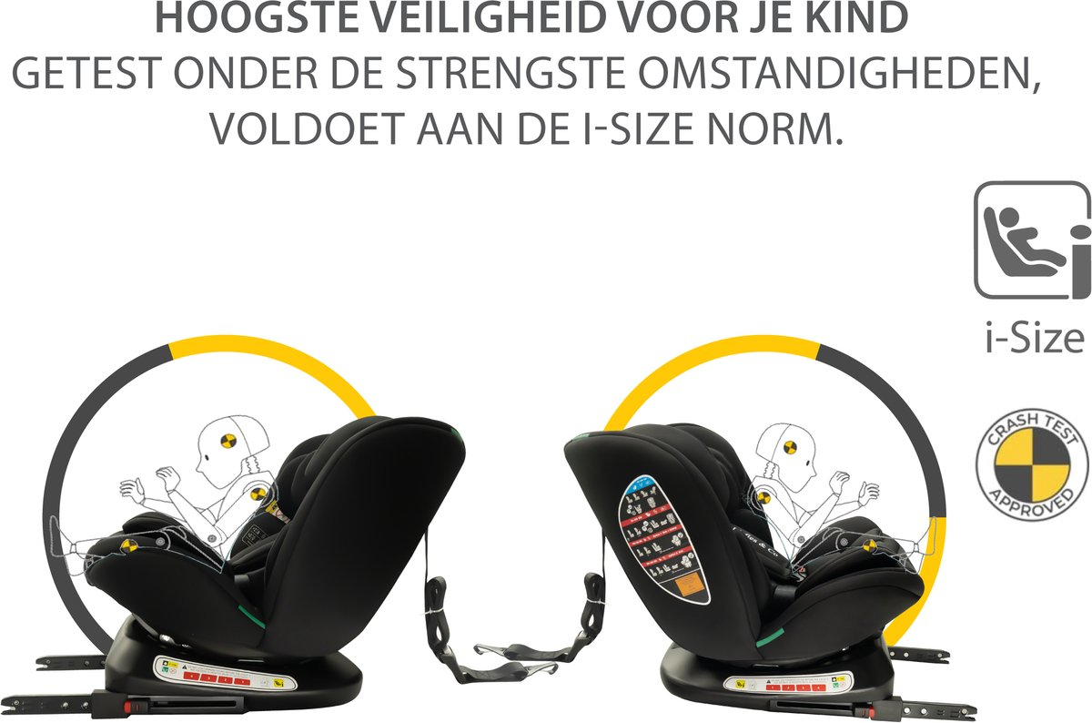 Liefjes & Co Growsafe Car Seat – i-Size 4-in-1 – 360° Rotatable – ISOFIX & Top Tether – Group 0/1/2/3 (40–150 cm)