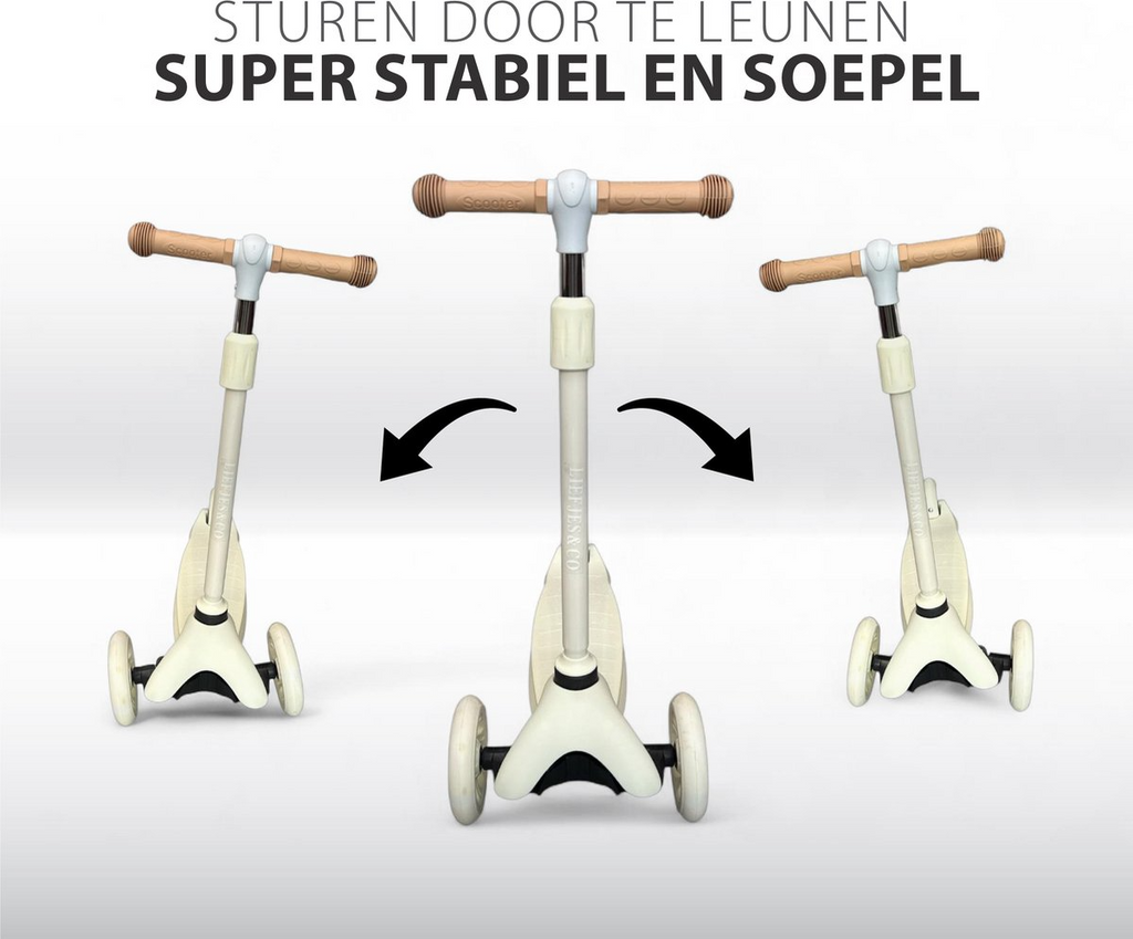 Liefjes & Co Children's Scooter - 3-Wheel Scooter - With Light-Up Wheels - 2-6 Years - Vanilla Beige