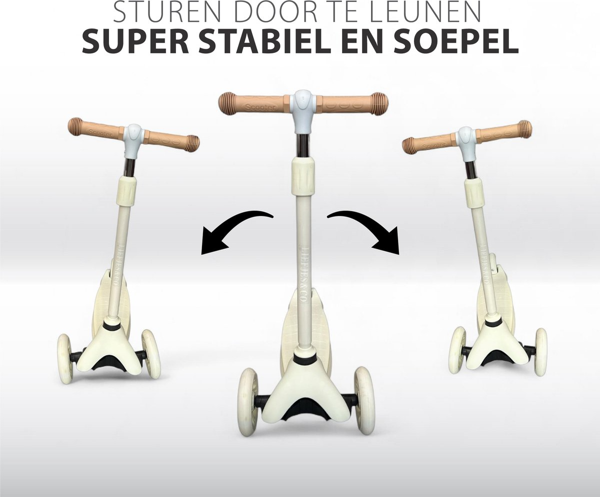 Liefjes & Co Children's Scooter - 3-Wheel Scooter - With Light-Up Wheels - 2-6 Years - Vanilla Beige
