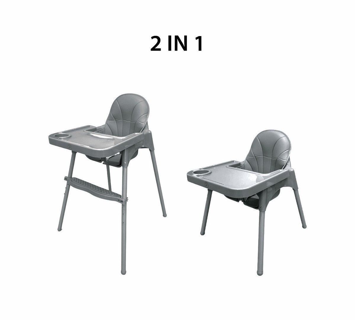 Liefjes & Co High Chair - Baby High Chair - Including Cushion - Adjustable Baby High Chair - 2 in 1 & Toddler Chair - Gray