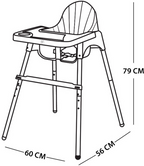 Liefjes & Co High Chair - Baby High Chair - Including Cushion - Adjustable Baby High Chair - 2 in 1 & Toddler Chair - Gray