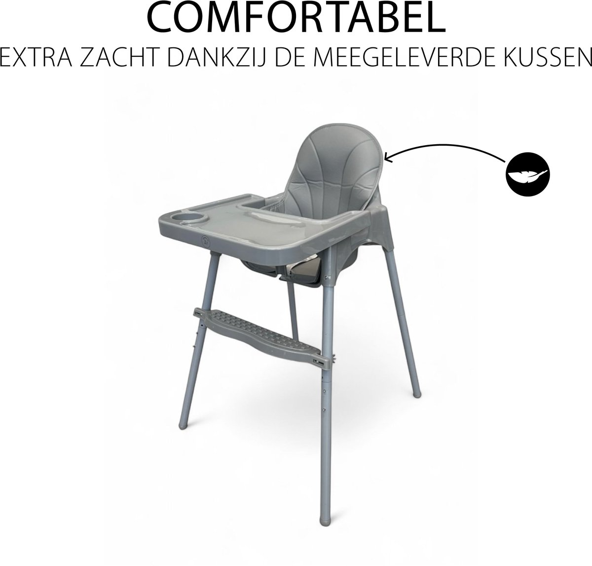 Liefjes & Co High Chair - Baby High Chair - Including Cushion - Adjustable Baby High Chair - 2 in 1 & Toddler Chair - Gray