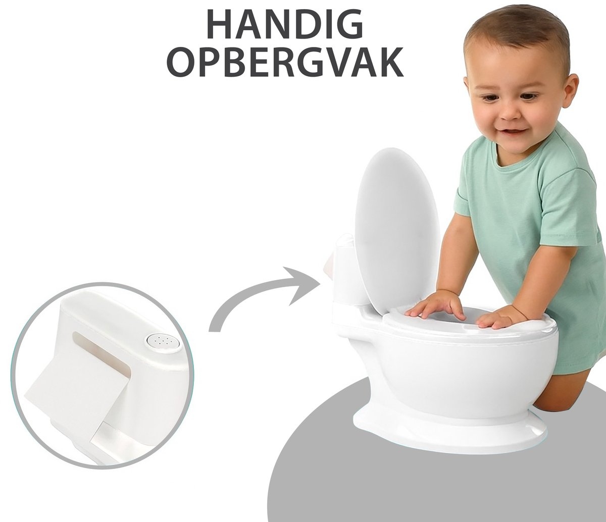 Liefjes & Co Plaspotje - Wc-trainer - Kinder toilet met doorspoel geluid Wit