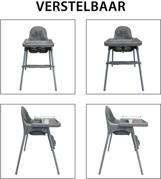 Liefjes & Co High Chair - Baby High Chair - Including Cushion - Adjustable Baby High Chair - 2 in 1 & Toddler Chair - Gray