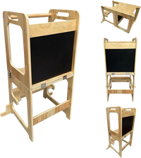 Liefjes & Co 4-in-1 Montessori Learning Tower – Kitchen Tower, Children's Staircase, Drawing Board & Play Table – FSC® Wood