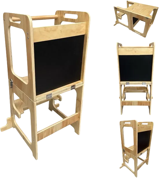 Liefjes & Co 4-in-1 Montessori Leertoren – Keukentoren, Kinderopstapje, Tekenbord & Speeltafel – FSC® Hout